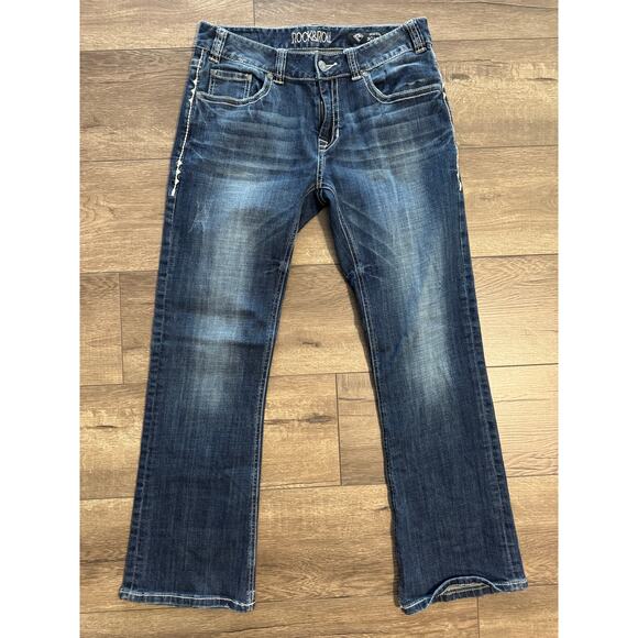 Rock & Roll Cowgirl‎ Mid Rise Boot Cut Western Country Jeans Size 30 x 30 - Picture 1 of 7